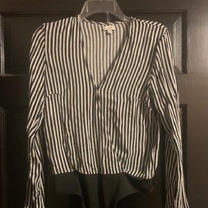 lover fire blouse, black and white stripe, size s